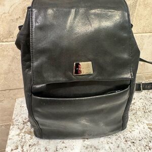 Vintage Black Leather Perlina Backpack